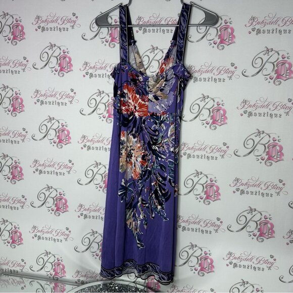 Elie tahari dress silk 100% Floral Purple Sleeveless Dress tank style flowers - Picture 2 of 8